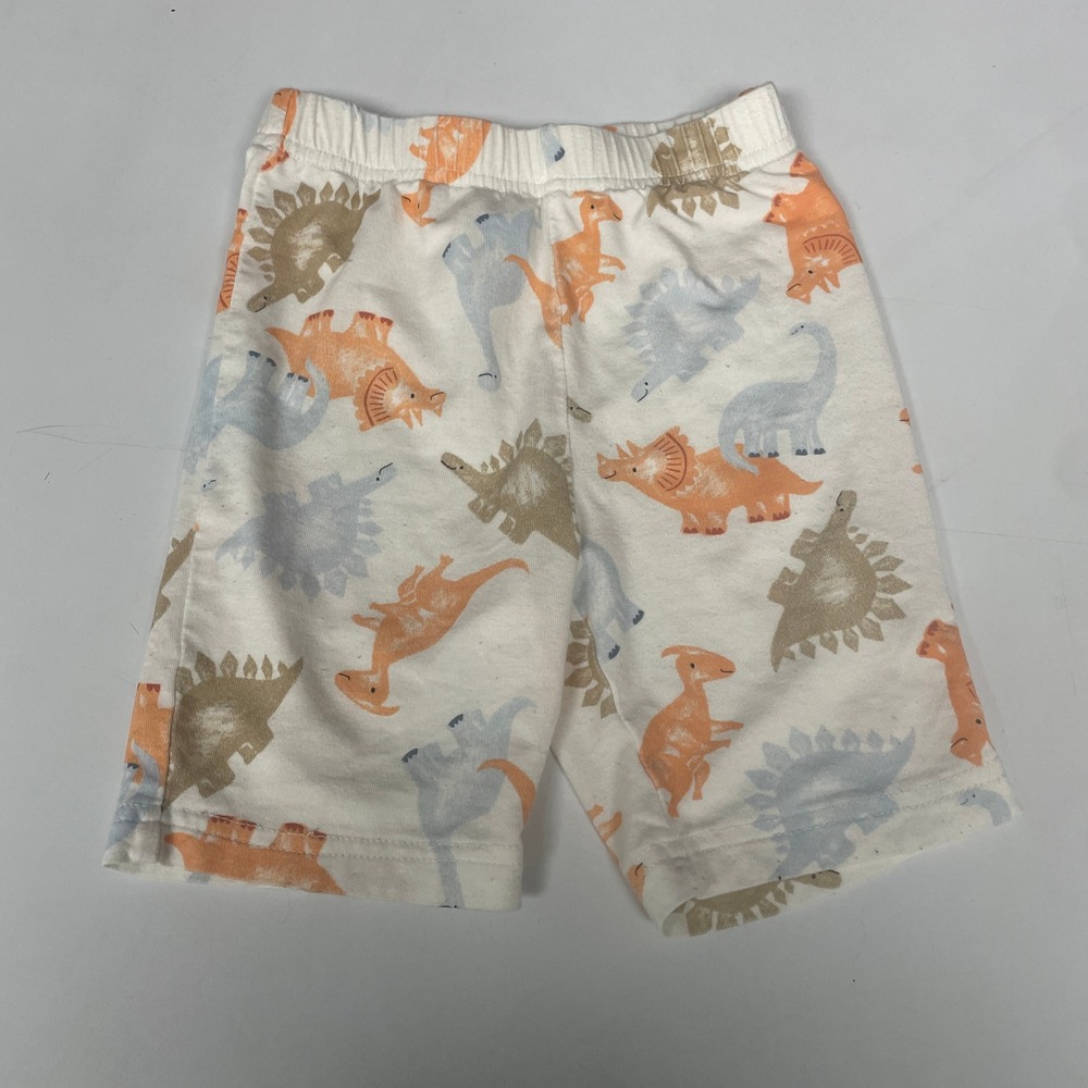 Milkberry Pajamas Kids 4T Dinosaur Bamboo Rayon Short Sleeve Set White Orange - Picture 4 of 7